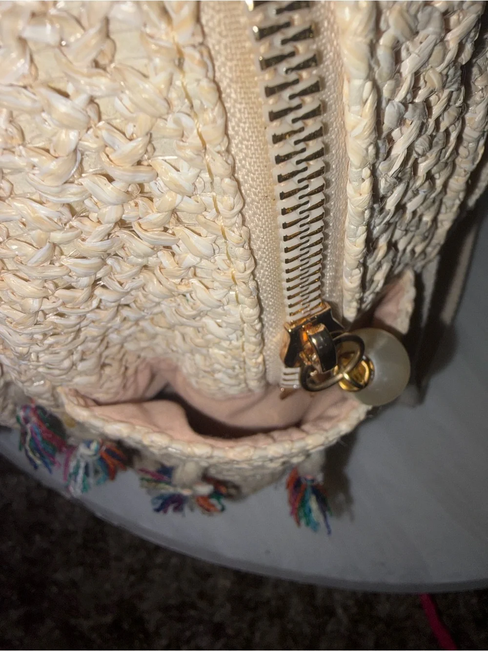 Cream Woven Tassel Accent Backpack - Women